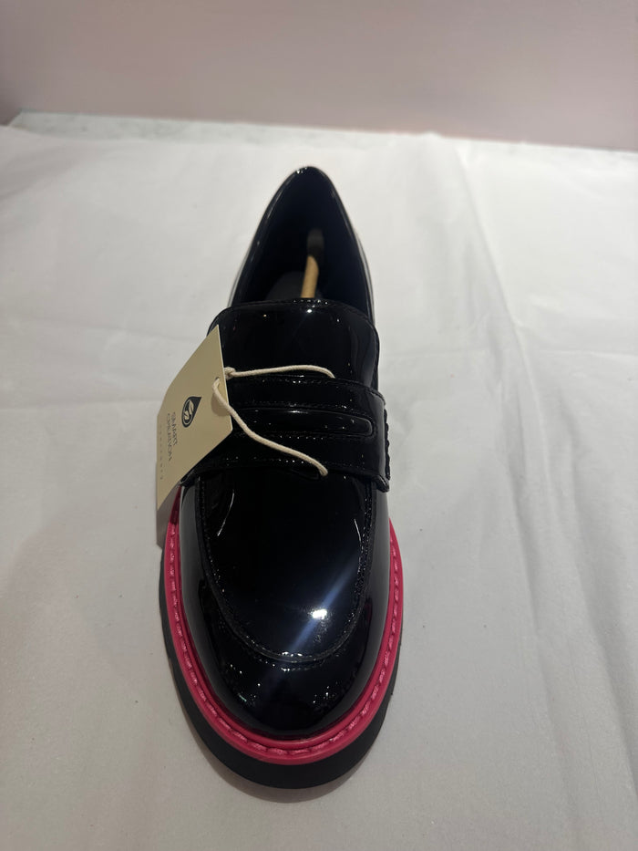 Patent Westside Black Loafers with Pink Trim