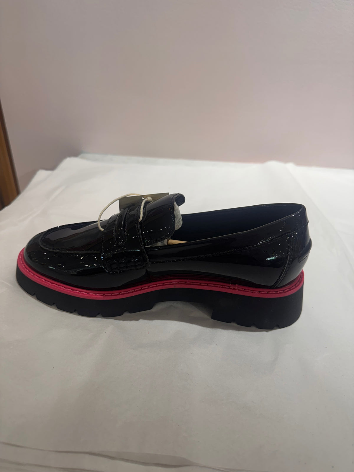 Patent Westside Black Loafers with Pink Trim