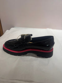 Patent Westside Black Loafers with Pink Trim