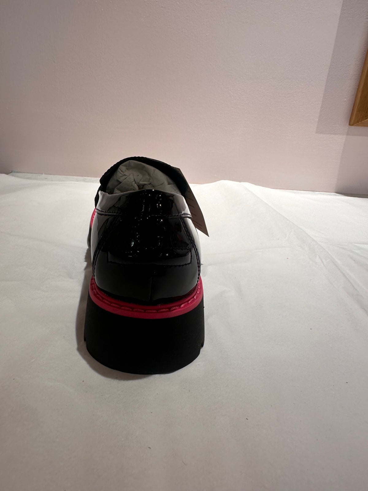 Patent Westside Black Loafers with Pink Trim