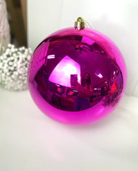 10 Inch Shiny Fuchsia Smooth Ornament Ball