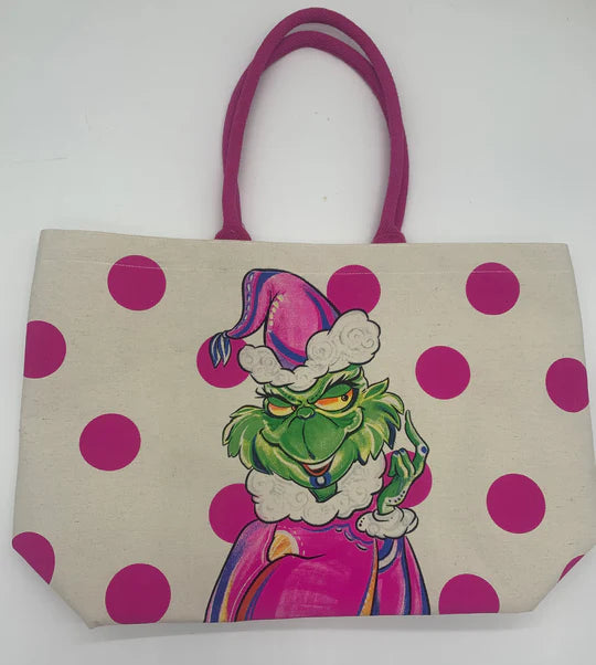 PRINTED PINK "GREEN MONSTER" TOTEBAG