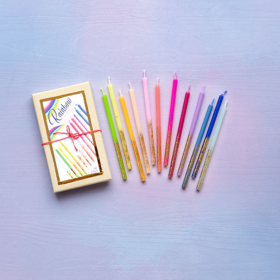 Rainbow Birthday Candle, Boxed St/24