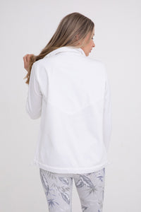 Fabric Contrast Zip-Up Jacket