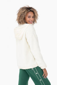 Plush Faux Fur Half Zip Pullover Hoodie