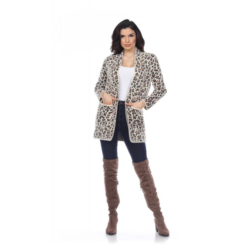 Ladies Knitted Chita Print Coat