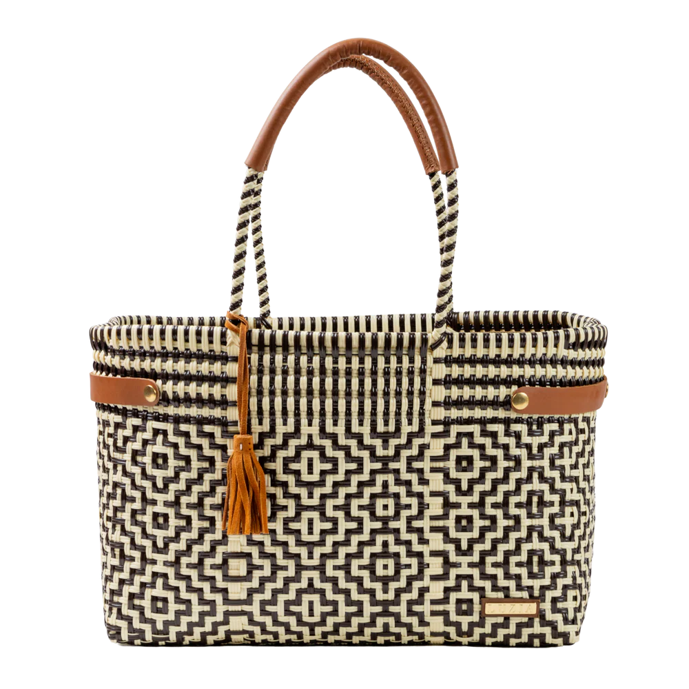 Open Basket Jumbo Cross Diamond Brown Beige
