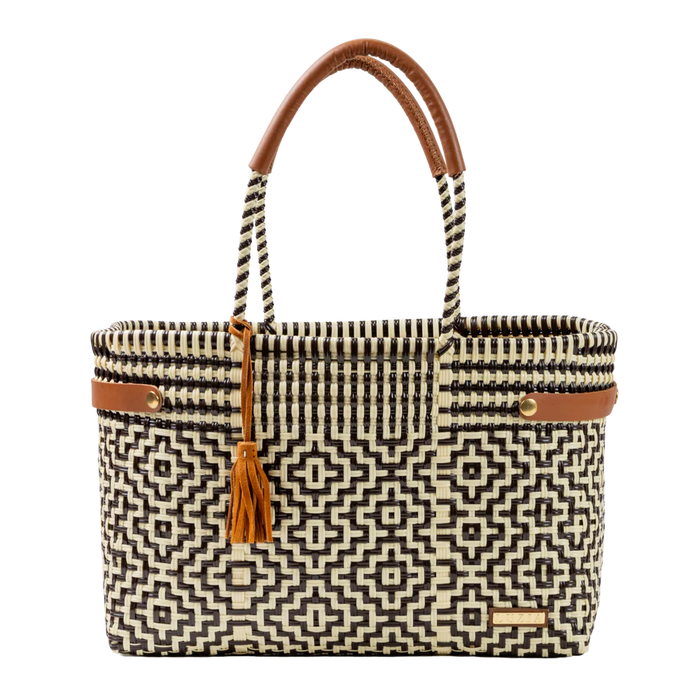 Open Basket Jumbo Cross Diamond Brown Beige