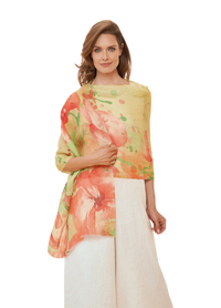 100% Linen Watercolour Orchid Scarf