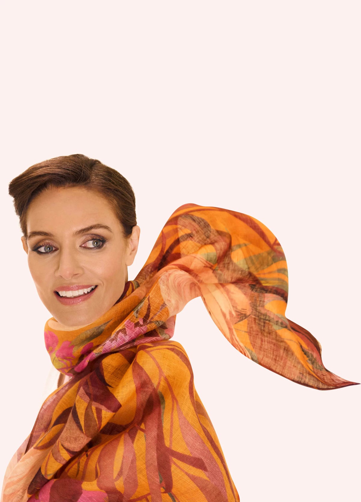 Linen/Cotton Scarf - Oriental Crane