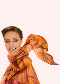 Linen/Cotton Scarf - Oriental Crane