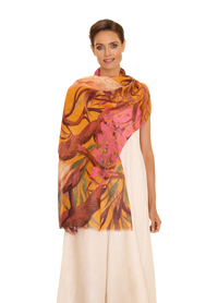 Linen/Cotton Scarf - Oriental Crane