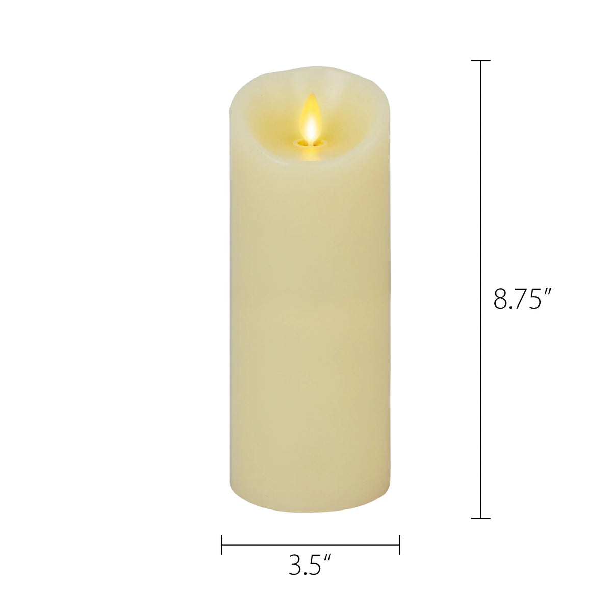 3.25 x 8.75 Inch Ivory Outdoor Pillar Luminara Candle Remote Ready