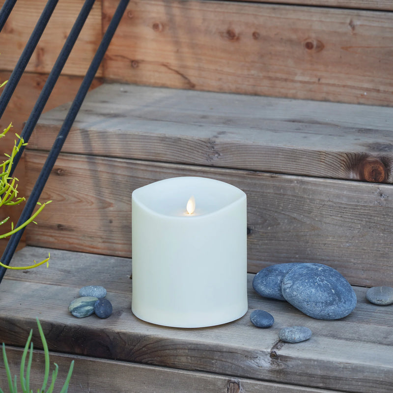 6 x 14 Inch Ivory Outdoor Pillar Luminara Candle Remote Ready