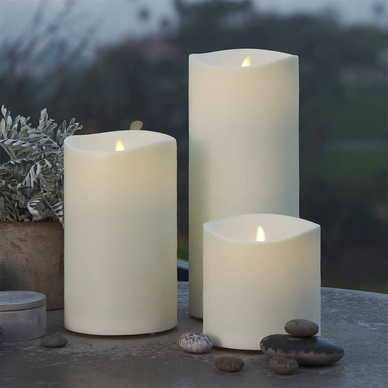 6 x 14 Inch Ivory Outdoor Pillar Luminara Candle Remote Ready