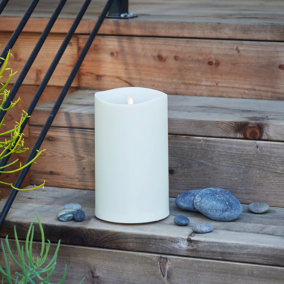 6 x 14 Inch Ivory Outdoor Pillar Luminara Candle Remote Ready