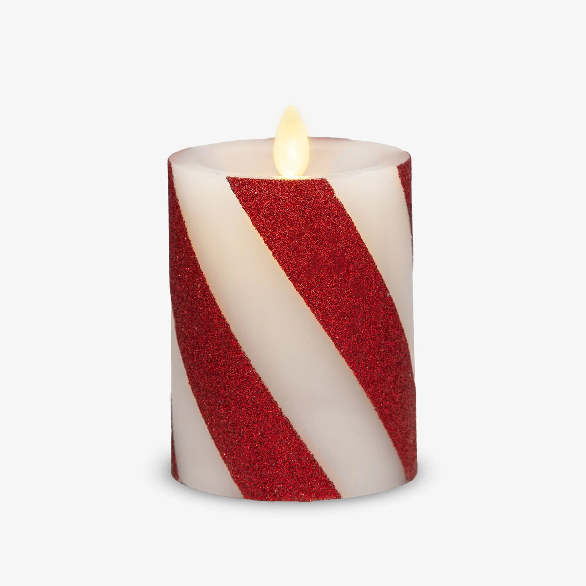 Luminara Candy Cane Flameless Moving Flame LED Candle (4.5-Inch) Thin Stripe