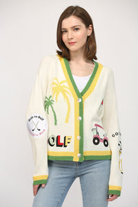 GOLF EMBROIDERED PATCH CARDIGAN