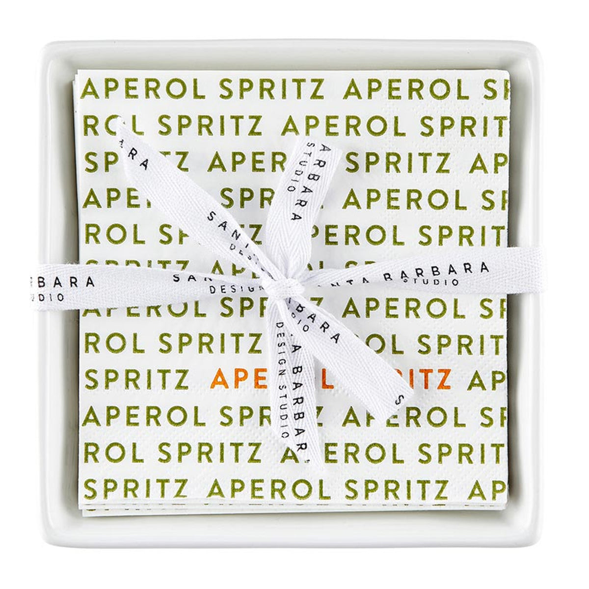 Ceramic Napkin Tray + Napkins - Aperol Spritz