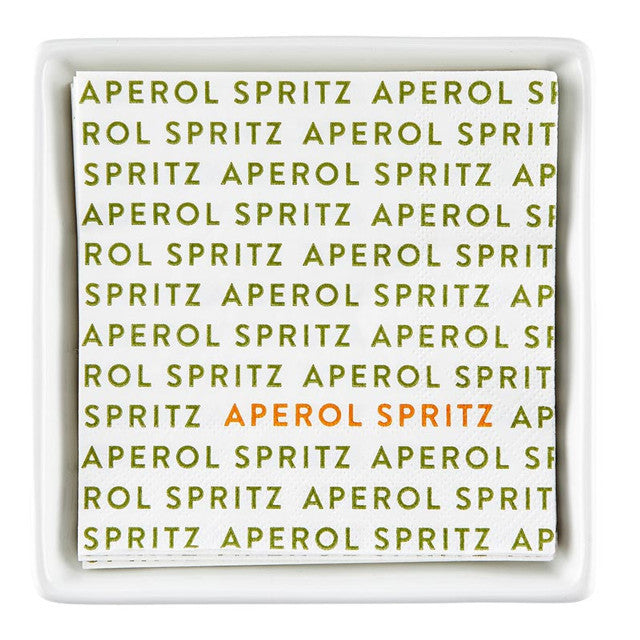 Ceramic Napkin Tray + Napkins - Aperol Spritz