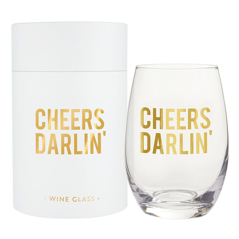 Stemless Wine Glass - Cheers Darlin'