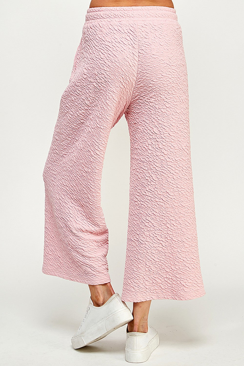 Textured Cropped Wide Pants