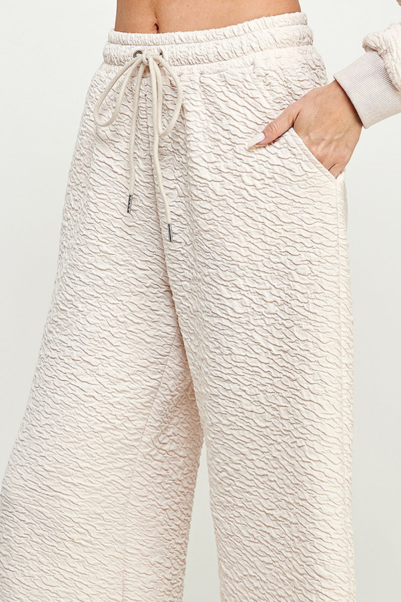 Textured Cropped Wide Pants