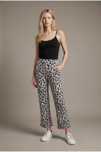 Leopard Knit Cropped Pants with Contrast Trim