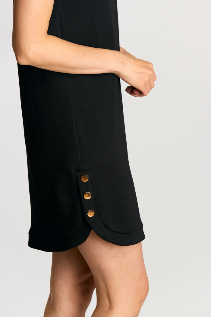 Butter Modal Round Neck Sleeveless Side Button Mini Dress