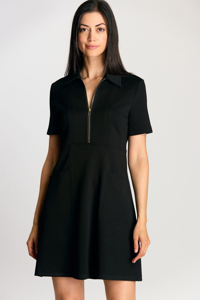 Butter Modal Quarter Zip Short Sleeve Dress