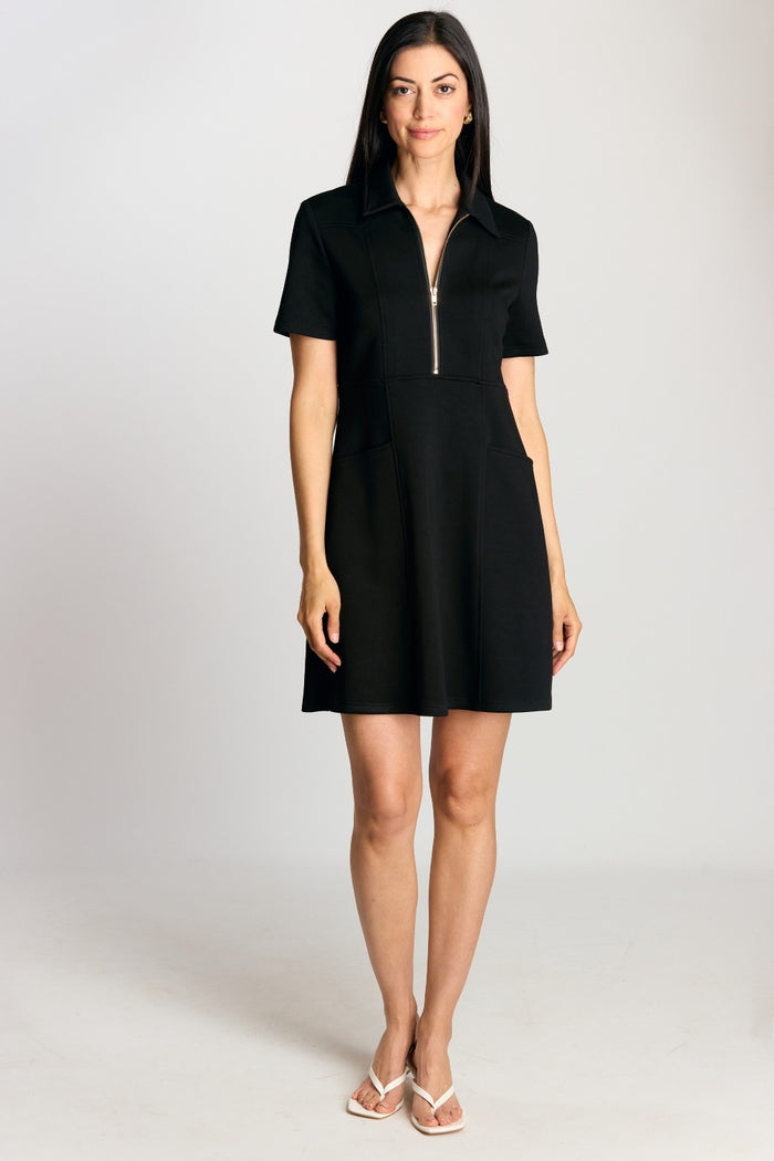 Butter Modal Quarter Zip Short Sleeve Dress