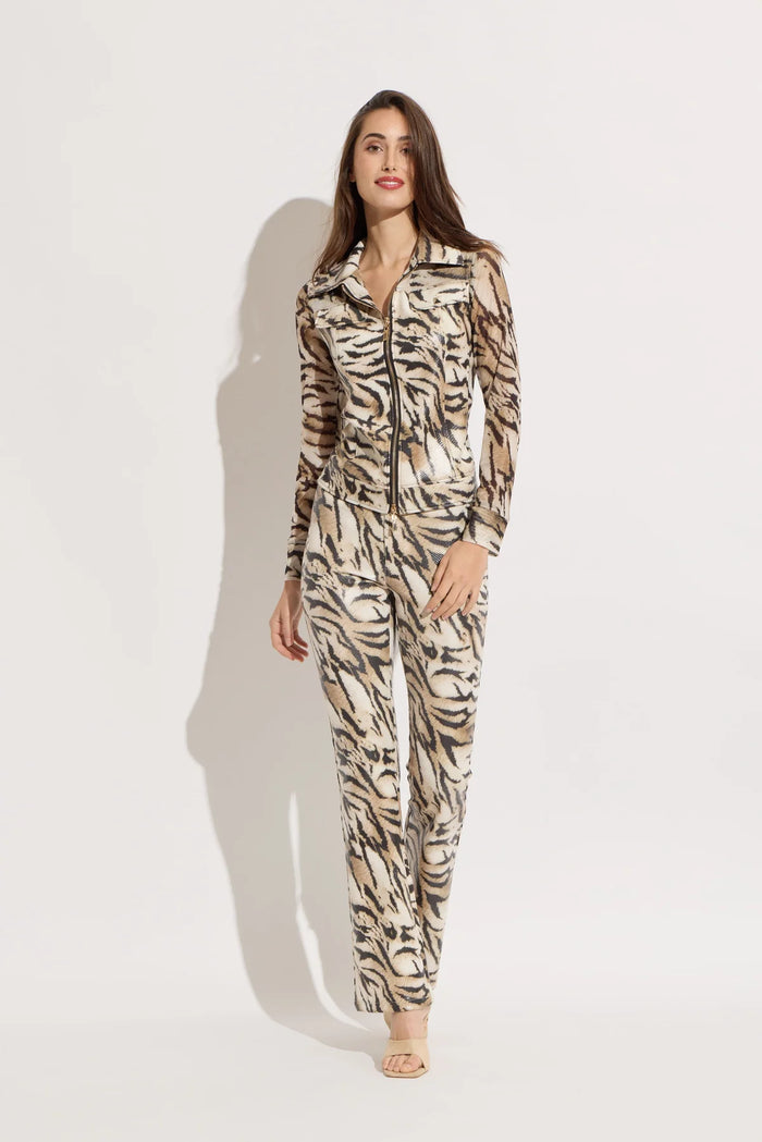 Tiger Print Foiled Pants