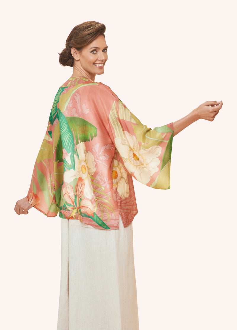 Delicate Tropical Kimono Jacket in Candy