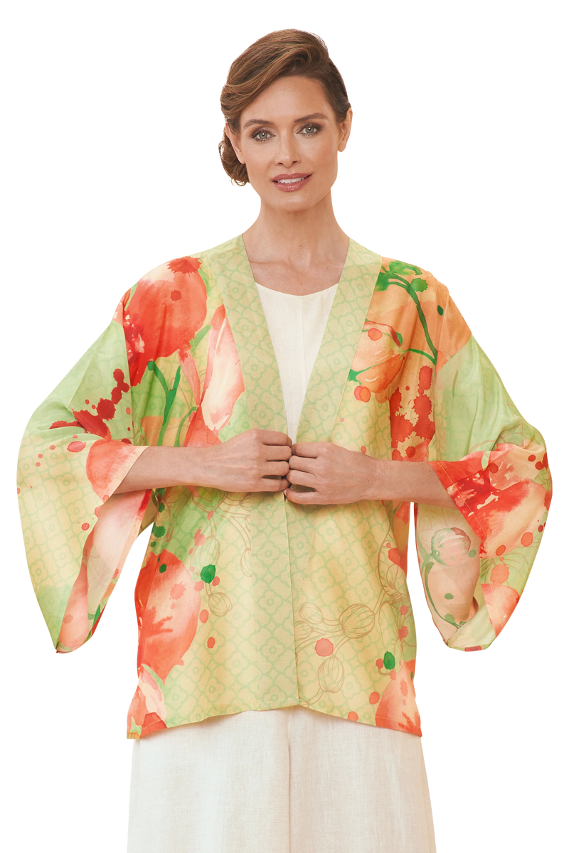 Watercolour Orchids Kimono Jacket