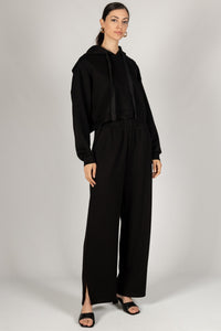 Scuba Modal Wide Leg Pants with Bottom Slits