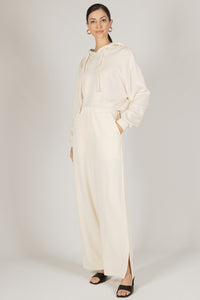 Scuba Modal Wide Leg Pants with Bottom Slits