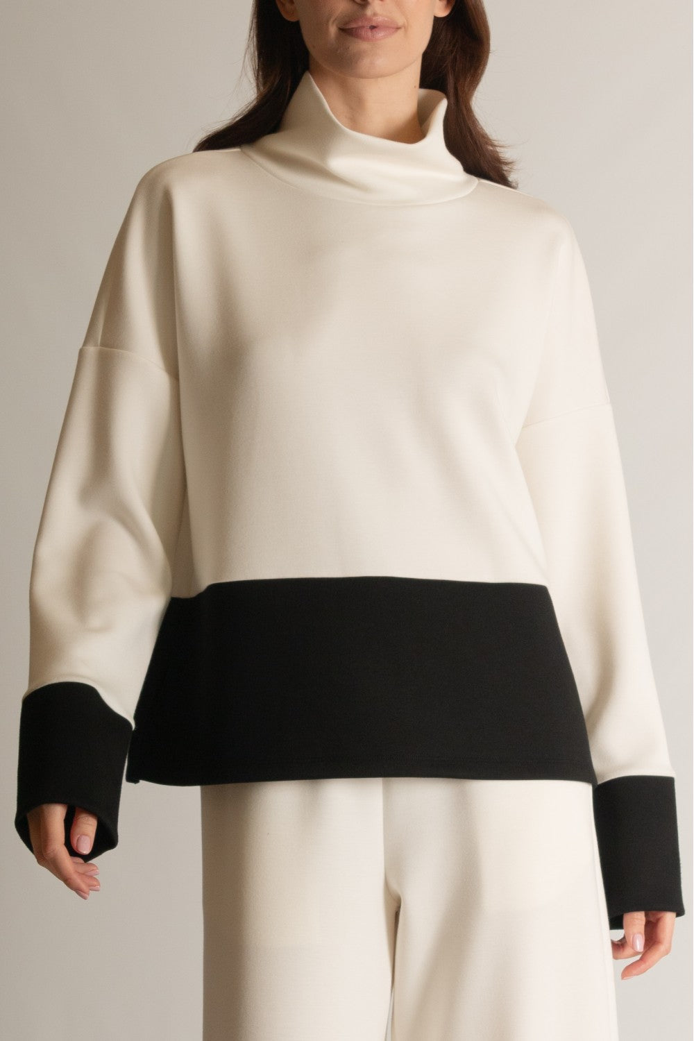 Butter Modal Color Block Mock Neck Top