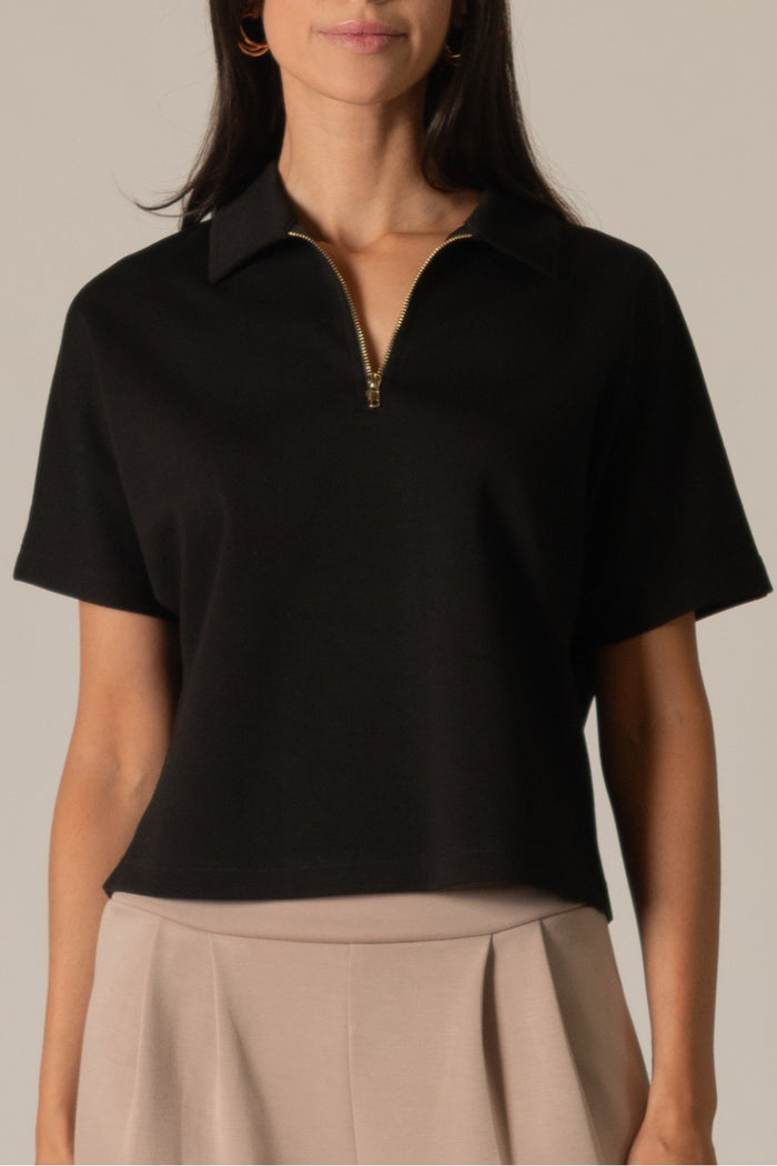 Butter Modal Short Sleeve Quarter Zip Top