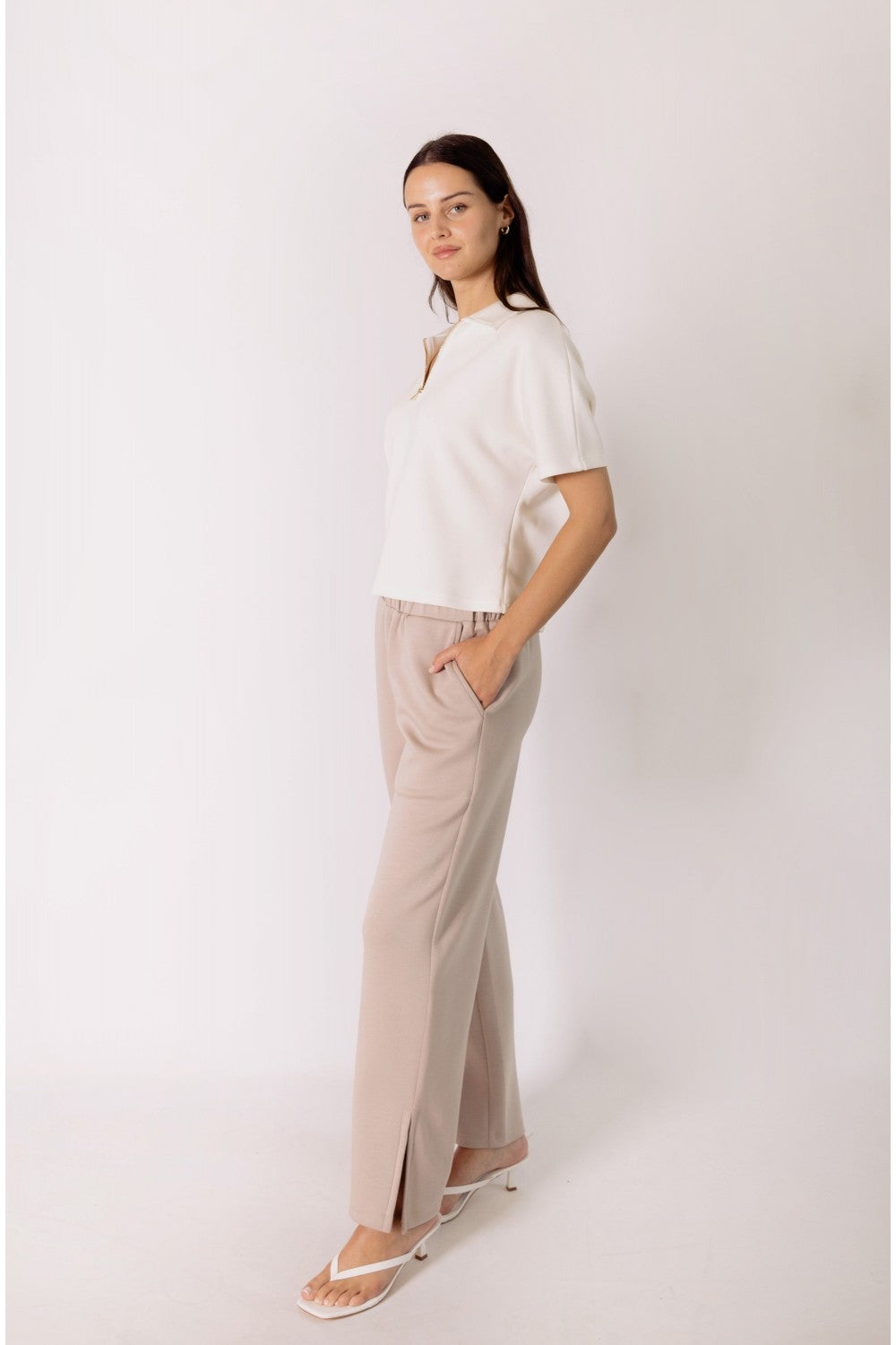 Butter Modal Short Sleeve Quarter Zip Top