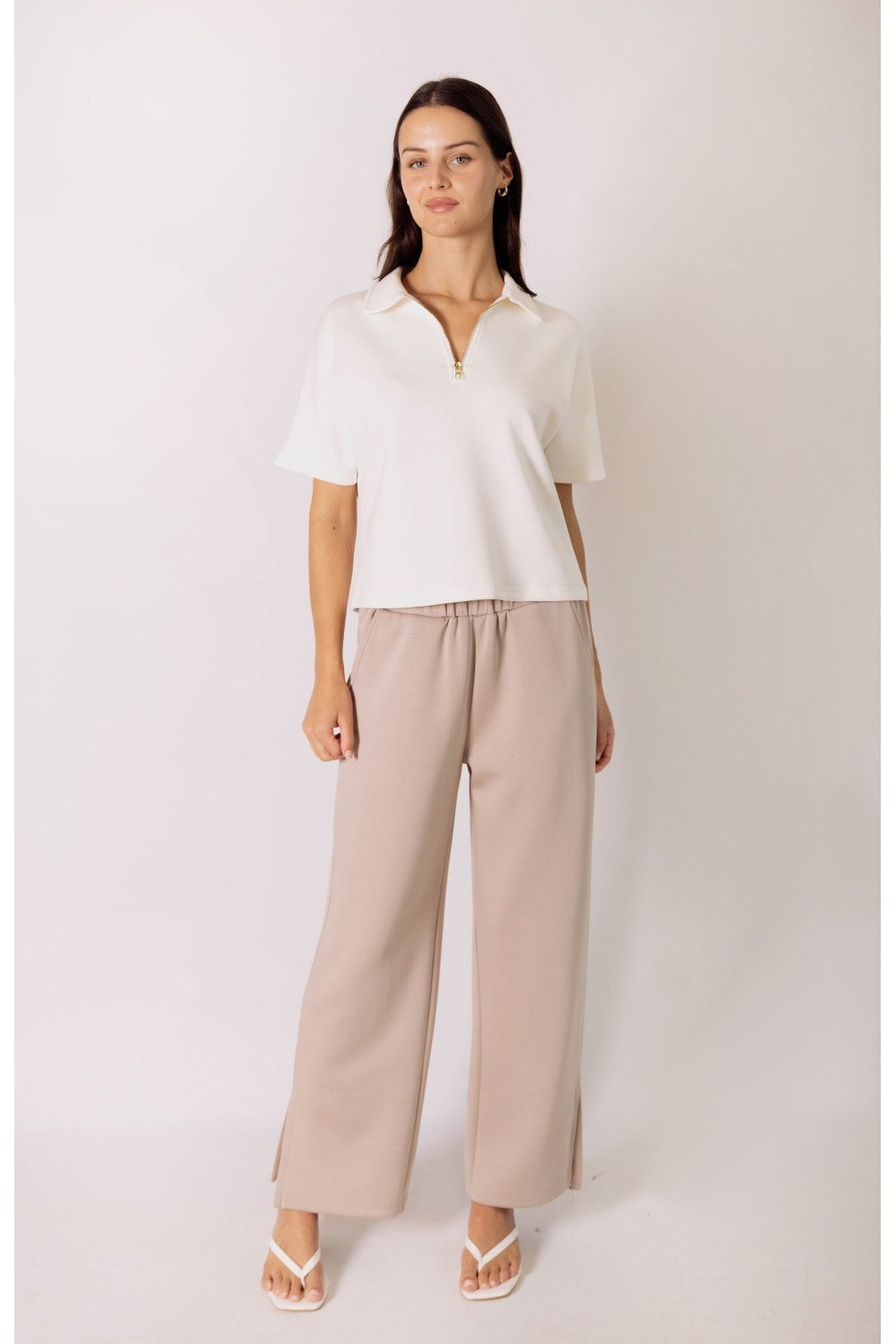 Butter Modal Short Sleeve Quarter Zip Top