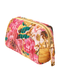 Quilted Vanity Bag - Impressionist Floral, Mustard