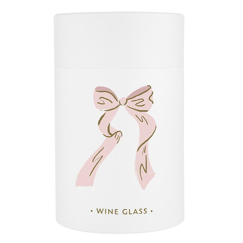 Stemless Wine Glass-Pink Bow