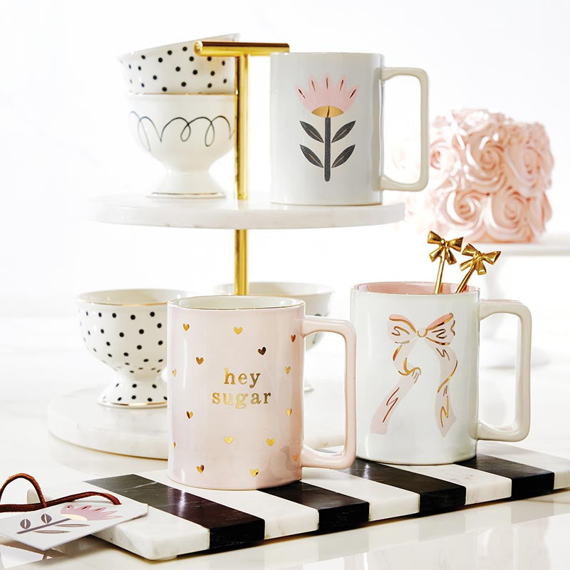 Gold Foil Organic Mug - Pink Bow