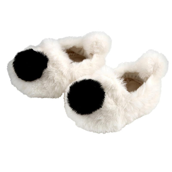 Plush Slippers - Ivory/Black  0-9 Mos.