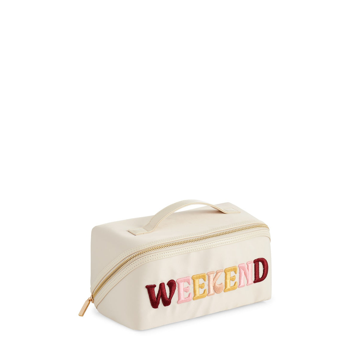 "WEEKEND" COSMETIC ZIP POUCH,IVORY