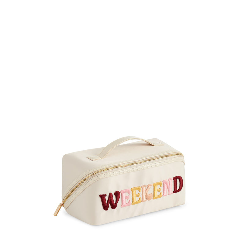 "WEEKEND" COSMETIC ZIP POUCH,IVORY