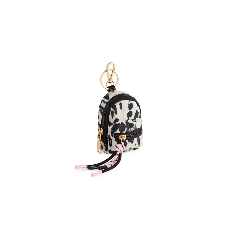 EZRA MINI BACKPACK BAG CHARM/KEY RING,LEOPARD