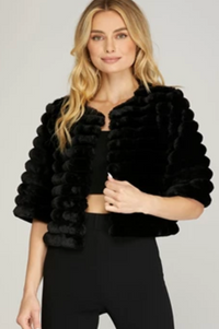 Faux Fur Half Sleeve Crop Jacket