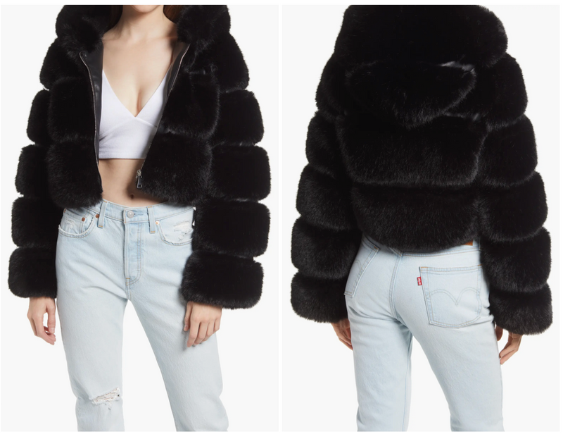 Puffed Up Black Faux Fur Coat