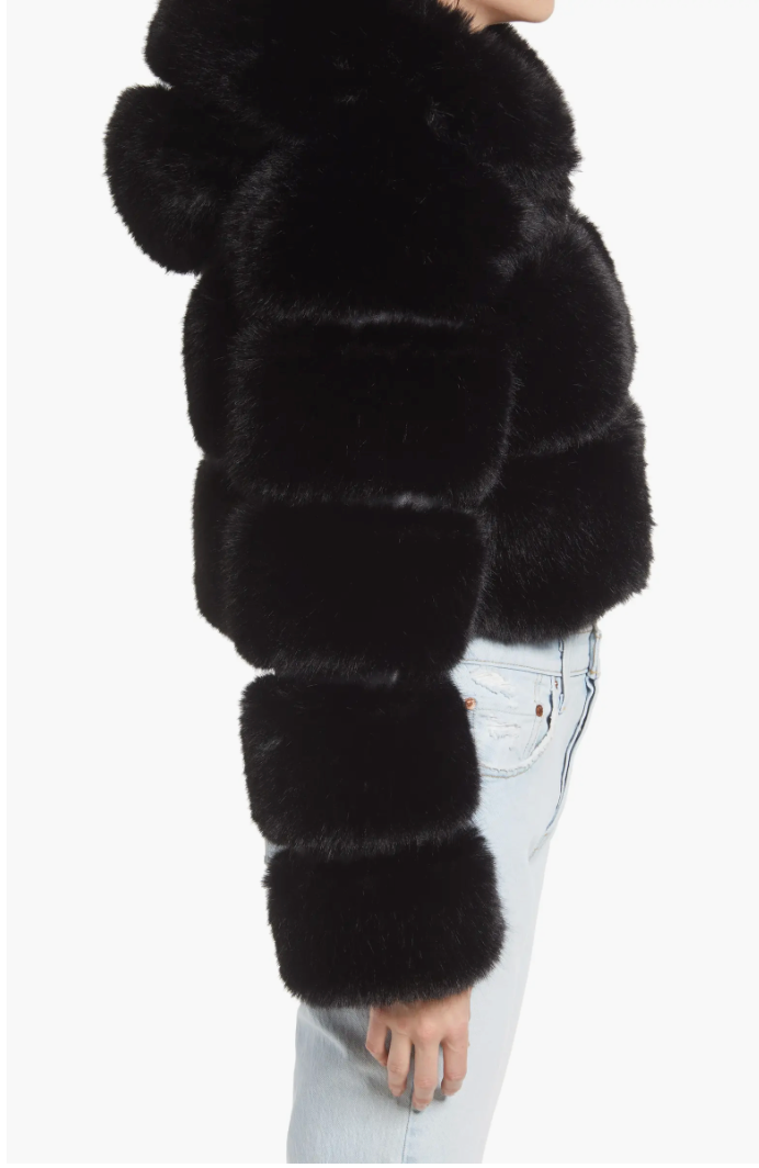 Puffed Up Black Faux Fur Coat